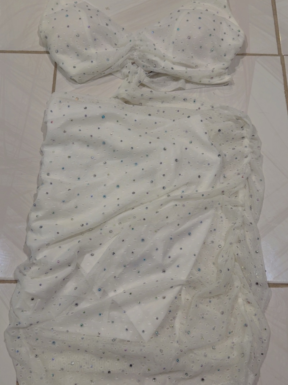 White Embellished Strapless Nightdress